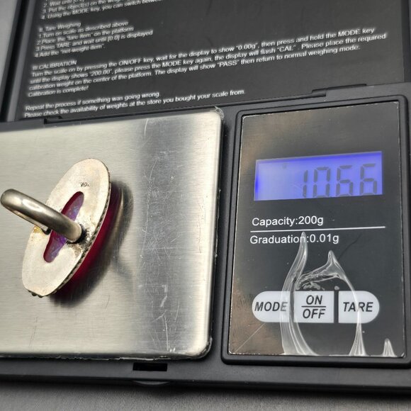 Triplet Opal Statement Ring VTG Pink Iridescent Glass Cabochon Size 8 Silver Plt - Picture 12 of 12